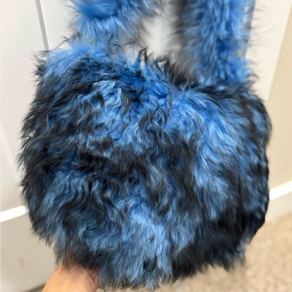 Stunning Real Curly Shearling Hobo Bag, Handmade Lamb Fur Crossbody, Slouchy Bag - Picture 9 of 15